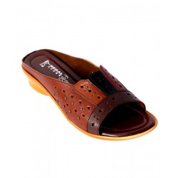 Brown Cut Out Design Slip On Slippers RG-099